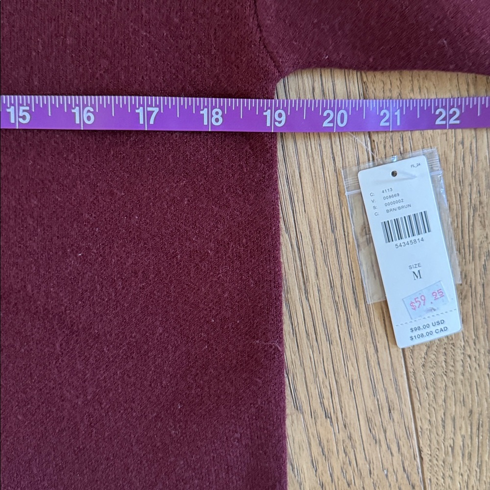😊Anthropologie Women’s Burgundy Turtleneck Sweater with soft lavender trim - Picture 7 of 7